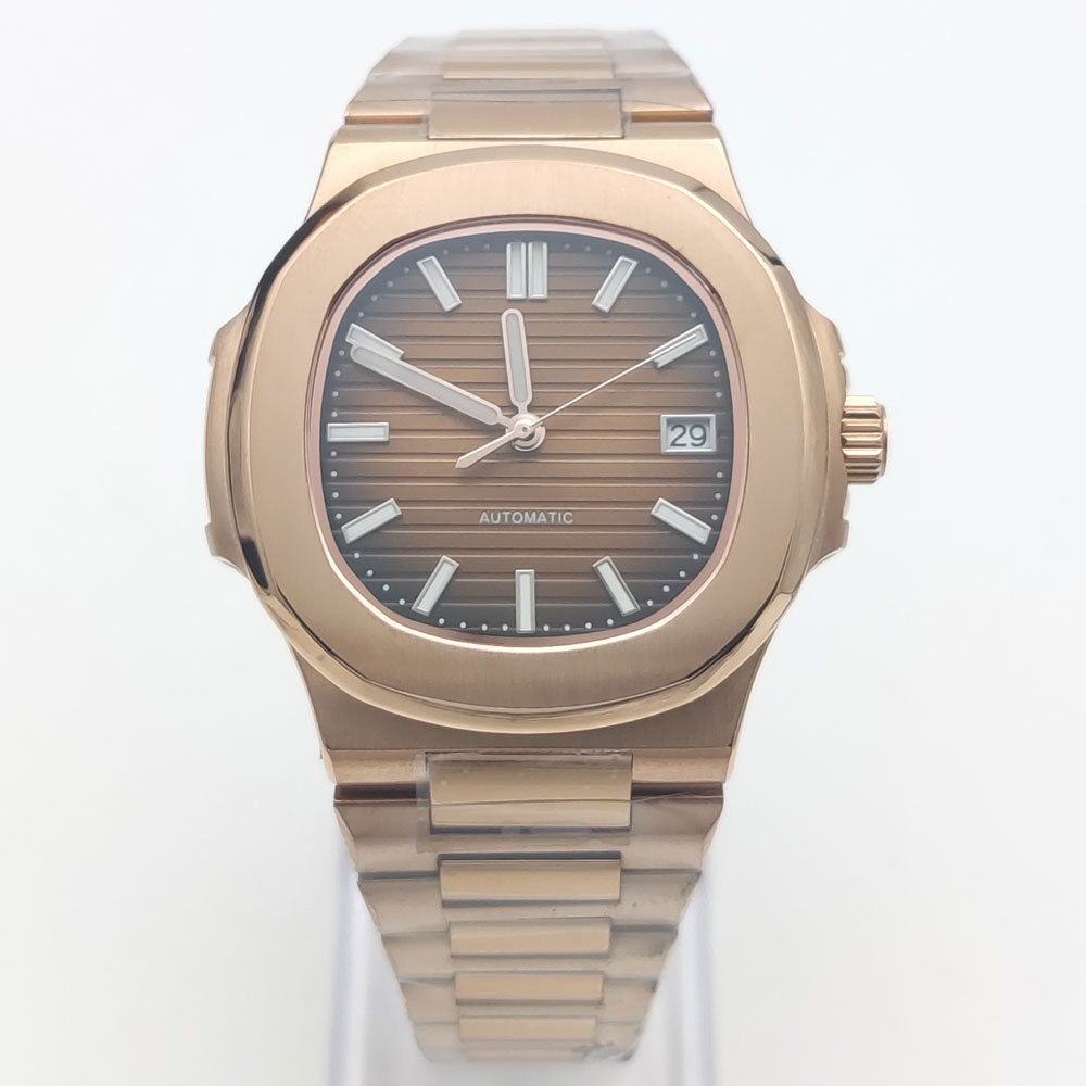 Patek Philippe Watch Nautilus - ساعة ميكانيكية أوتوماتيكية من الذهب الوردي