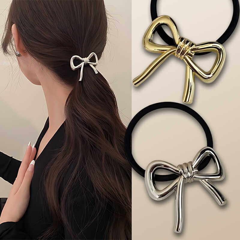 حبل شعر كوري رائع بفيونكة معدن - مراجعة Silicone Band Women وسعره