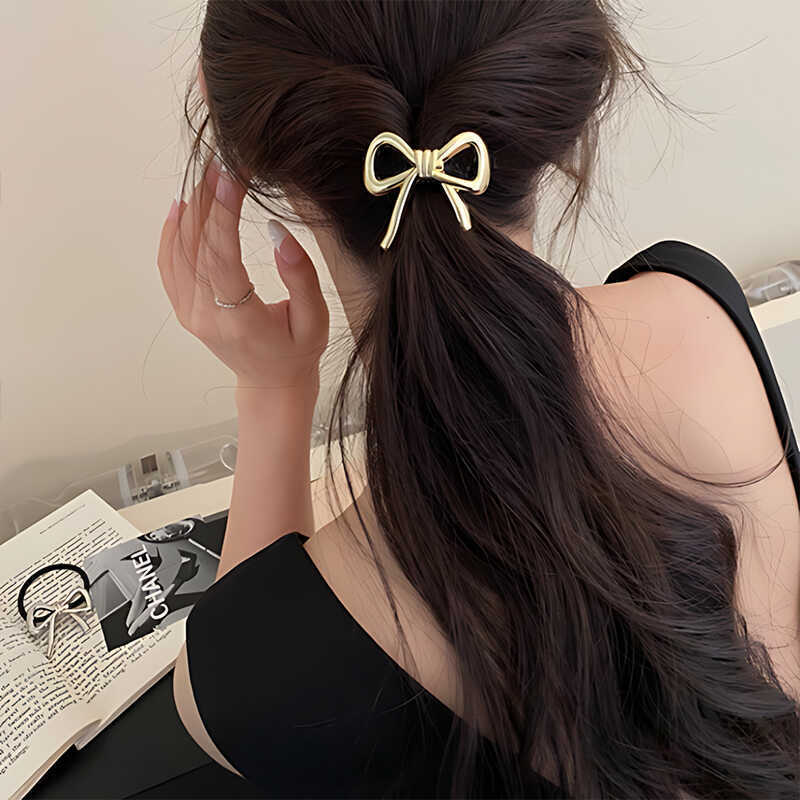 حبل شعر كوري رائع بفيونكة معدن - مراجعة Silicone Band Women وسعره